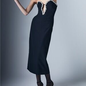 Bardot Black Strapless Dress with Silver Accent